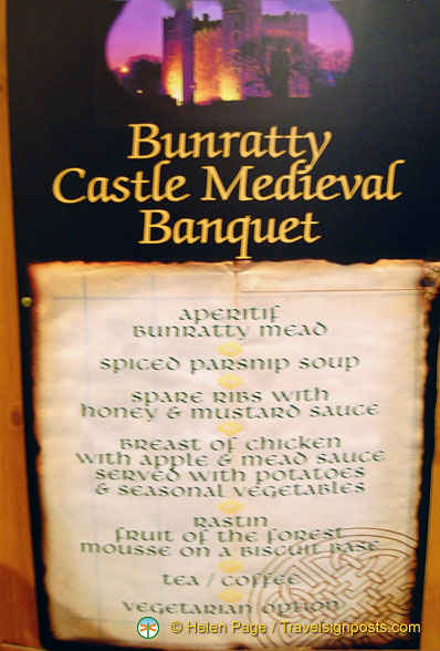 bar medieval times menu