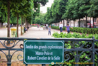 Jardin des grands explorateurs dedicated to Marco Polo and Robert Cavelier de la Salle