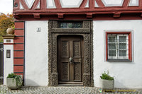 Elaborately carved front door