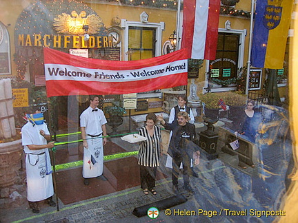 The welcoming committee at the Marchfelderhof Restaurant