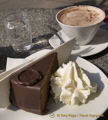 Sacher torte and hot chocolate