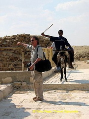 Tony's spotted something, oblivious to the charging donkey.
[Step Pyramid of Djoser - Saqqara - Egypt]