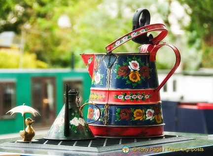 Colourful canal boat decorations