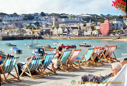 Enjoying the sun on St Ives harbour