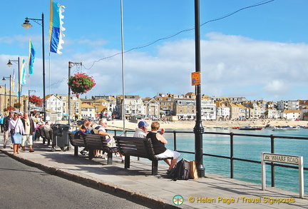 Enjoying the harbour views from Wharf Road