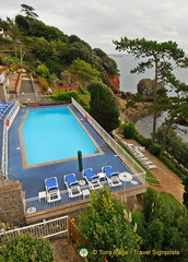 Looking down to the swimming pool