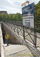 Steps to the river promenade and snack bar