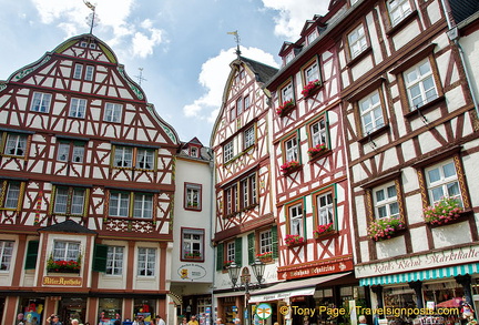 Beautiful timber-frame buildings in Bernkastel Marktplatz