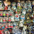 Stall selling Christmas snow globes