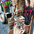 Bows and arrows at the Medieval Christmas Market (2553 visingar) Leipzig Medieval Christmas market on Naschmarkt Bows and arrows at the Medieval Christmas Market