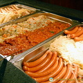 Trays of food from the buffet