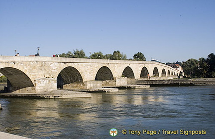 Old Stone Bridge links Regensburg Old Town with Stadtamhof