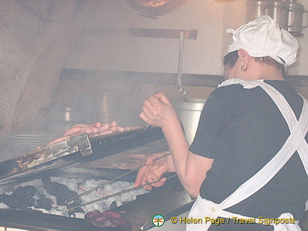 Bratwurst cooking at Regensburg Wurstkuchl