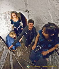 Narrow winding staircase to the banquet hall