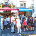 Line of people waiting for a free-tasting of limoncello