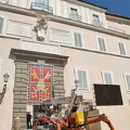 Machinery dismantling props for Pope's audience