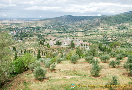 View towards Cortona's walled cemetery