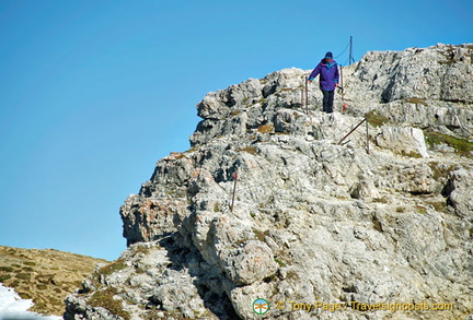 A walker on the Lagazuoi trail