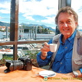 Having a coffee at the Stresa-Mottarone station cafe
