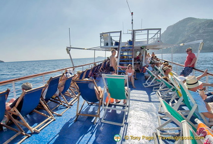 Sun-tanning on the ferry