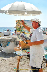 Artist at work on Positano beach