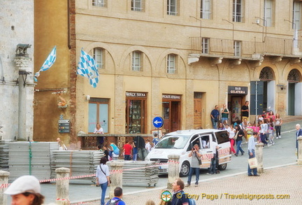 Material being stacked away after the Siena Palio