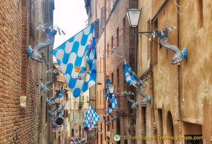 Flags of the Contrada of the Capitana dell'Onda