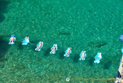 Floating sun beds at the Marameo Beach