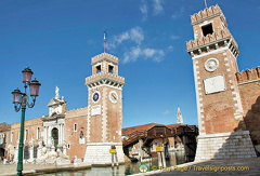 Towers guarding the entrance to the Arsenale