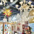 Admiring the beautiful glass chandeliers