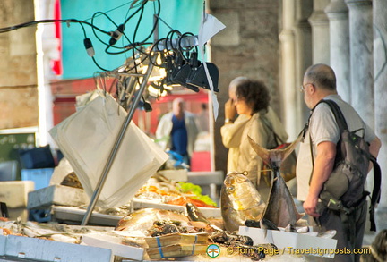 Seafood buyers at the market