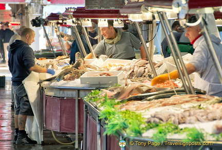 One of the seafood stalls