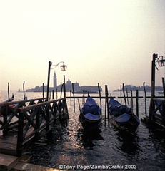 The famous gondolas of Venice