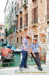 Gondoliers having a break