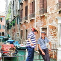 Gondoliers having a break