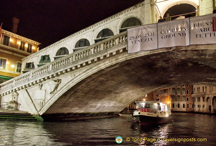 A night view of Rialto Bridge