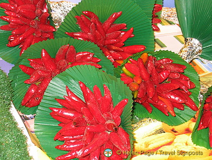 Colourful chilli arrangements 