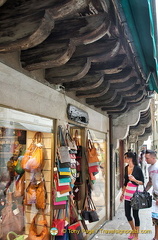 These wooden beams support floor extensions on the upper floors