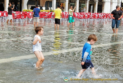 Kids playing in flood water