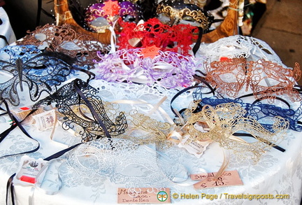 Venetian masks made of Burano lace