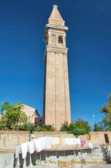 The leaning bell tower of Burano