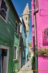 View of Burano's leaning bell tower