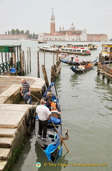 People finishing their gondola ride