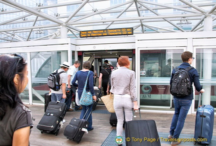 Passengers heading for the Marittima cruise terminal