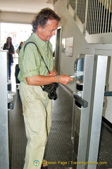 Tony validating his ticket at the barrier