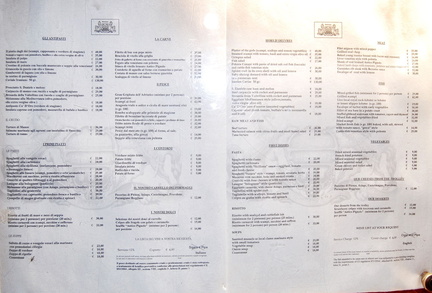 Antico Pignolo menu 