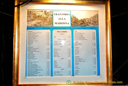 Trattoria alla Madonna's menu