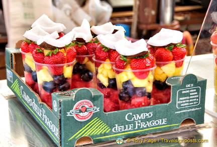 Macedonia (fruit salad) at the Piazza Erbe market