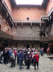 Trakai Castle inner yard with its wooden stairs and galleries