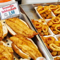 Fish burger and calamaris